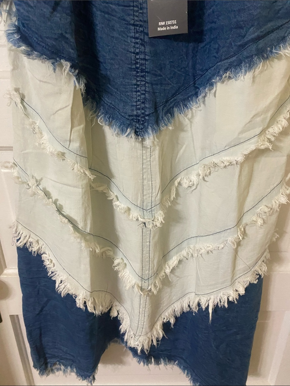 NWT Young Threads Boho Distressed Denim Tiered Maxi Skirt - Medium - Picture 5 of 10